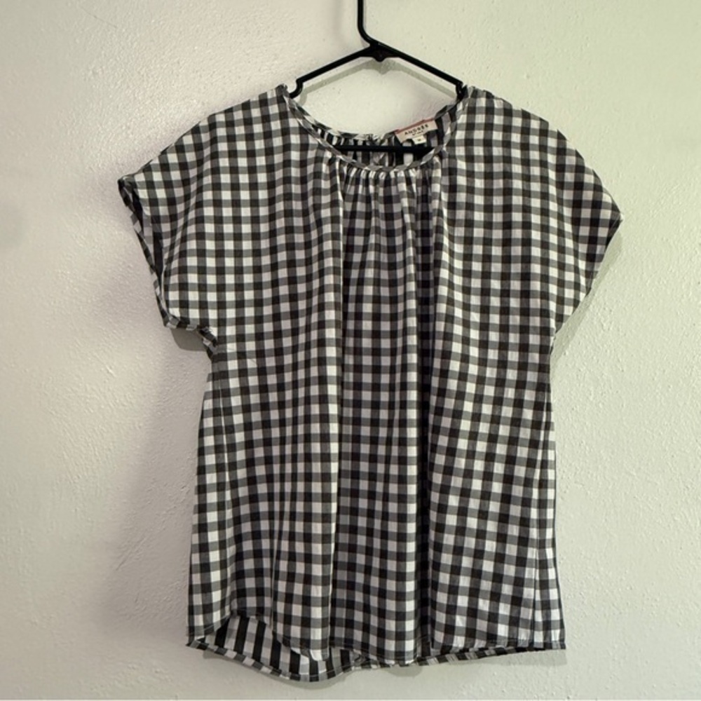 Andree by Unit Black & White Cotton-Blend Flutter Sleeve Blouse. Sz M.